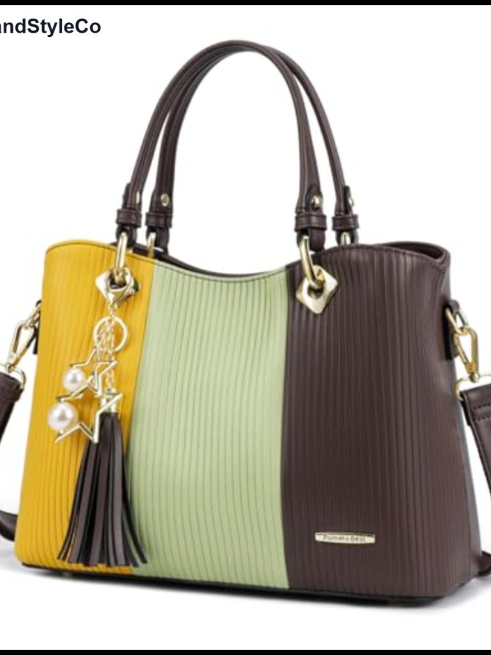 PU Leather Satchel Handbag with Multiple Pockets Adjustable Strap